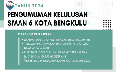 RESMI KELULUSAN SMAN 6 BENGKULU 2024
